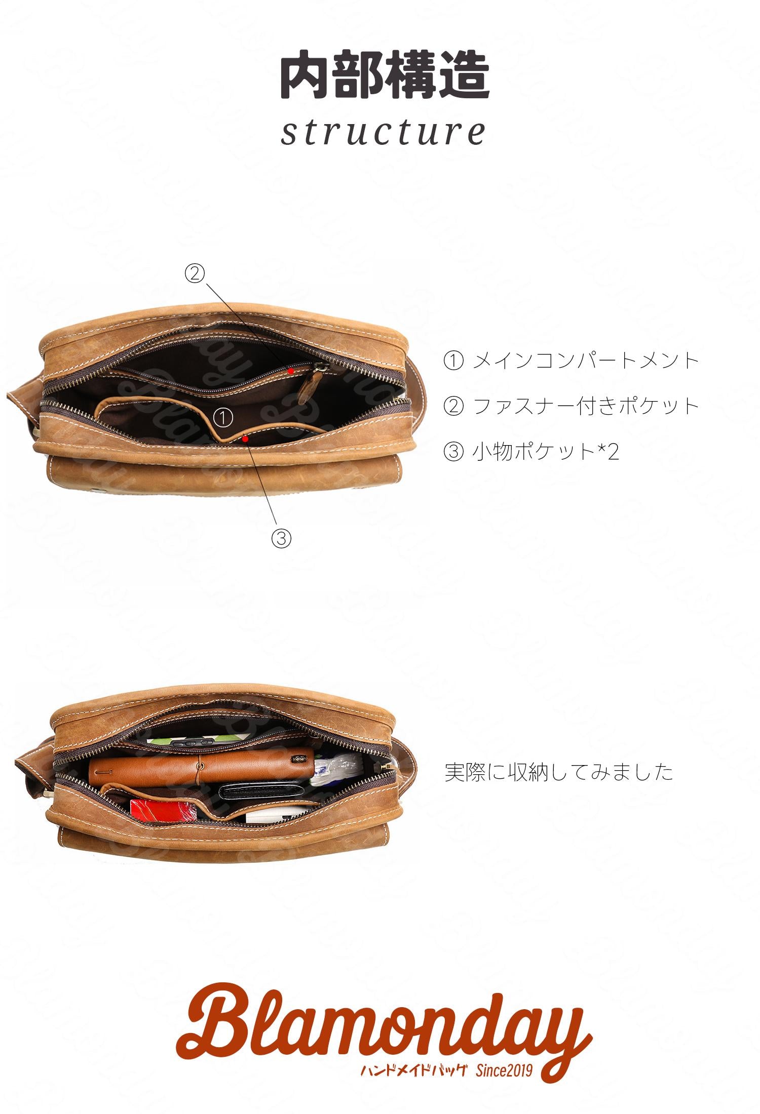 本革ショルダーバッグ 軽量大容量 レトロデザイン 斜めがけ メンズカジュアル MDZB-015