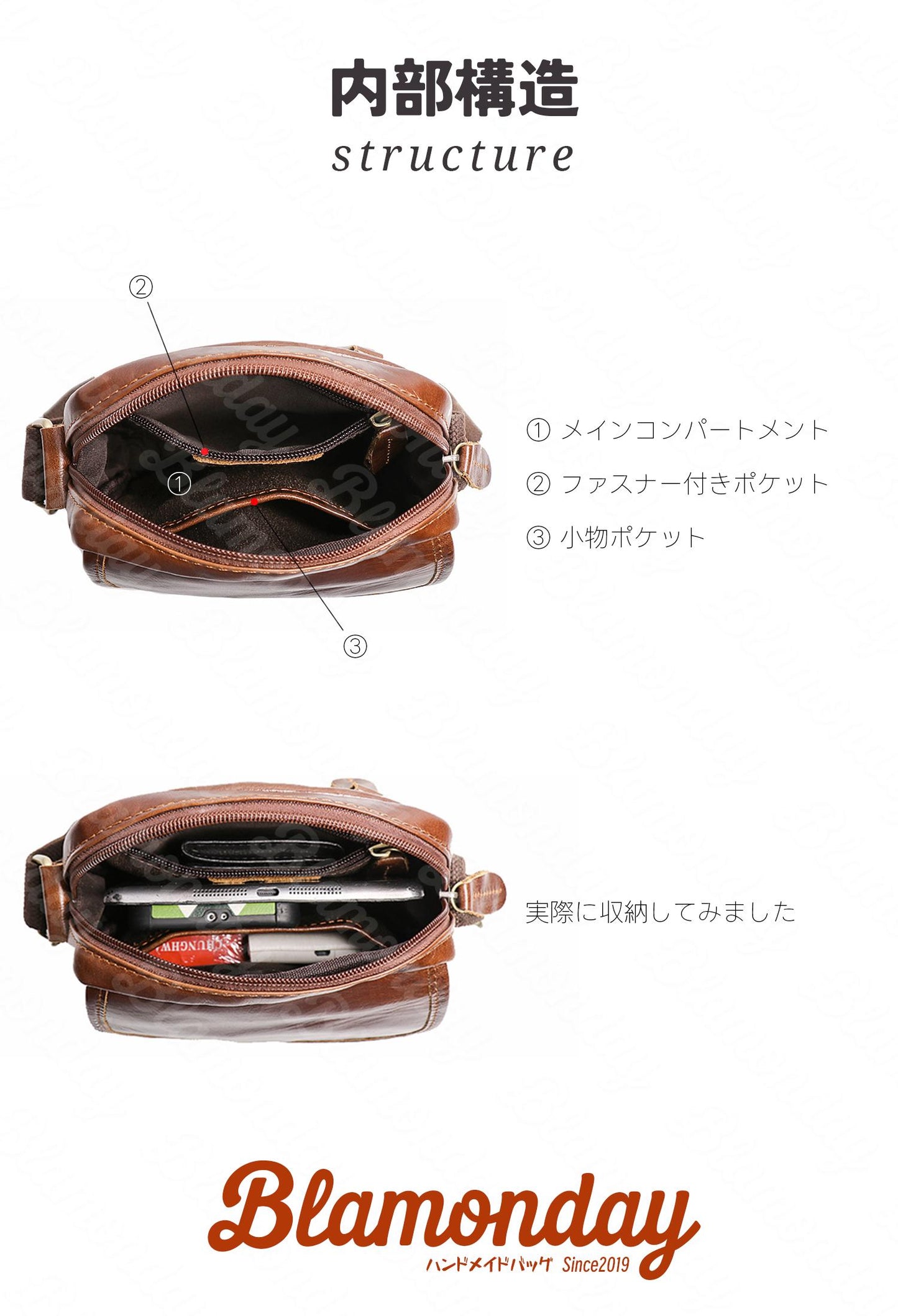 [BLAMONDAY] ショルダーバッグ メンズ 本革 斜めがけバッグ 肩掛け ヌメ革 レトロ 小さめ 従型 軽量 おしゃれ カジュアル アウトドア 旅行 無地 ファスナー マグネット MDZB-046
