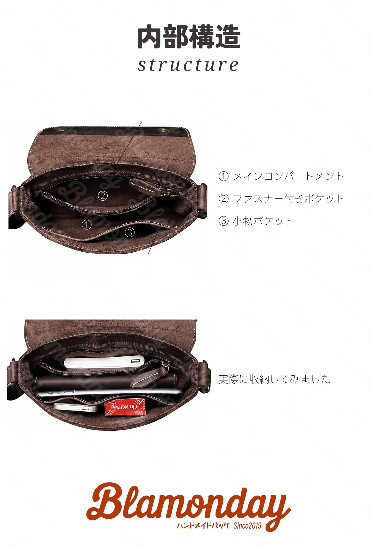 [BLAMONDAY] ショルダーバッグ メンズ 本革 メッセンジャーバッグ 斜めがけバッグ レトロ 小さめ 軽量 横型 軽量 おしゃれ カジュアル スポーツ アウトドア 旅行 無地 ファスナー マグネット MDZB-009