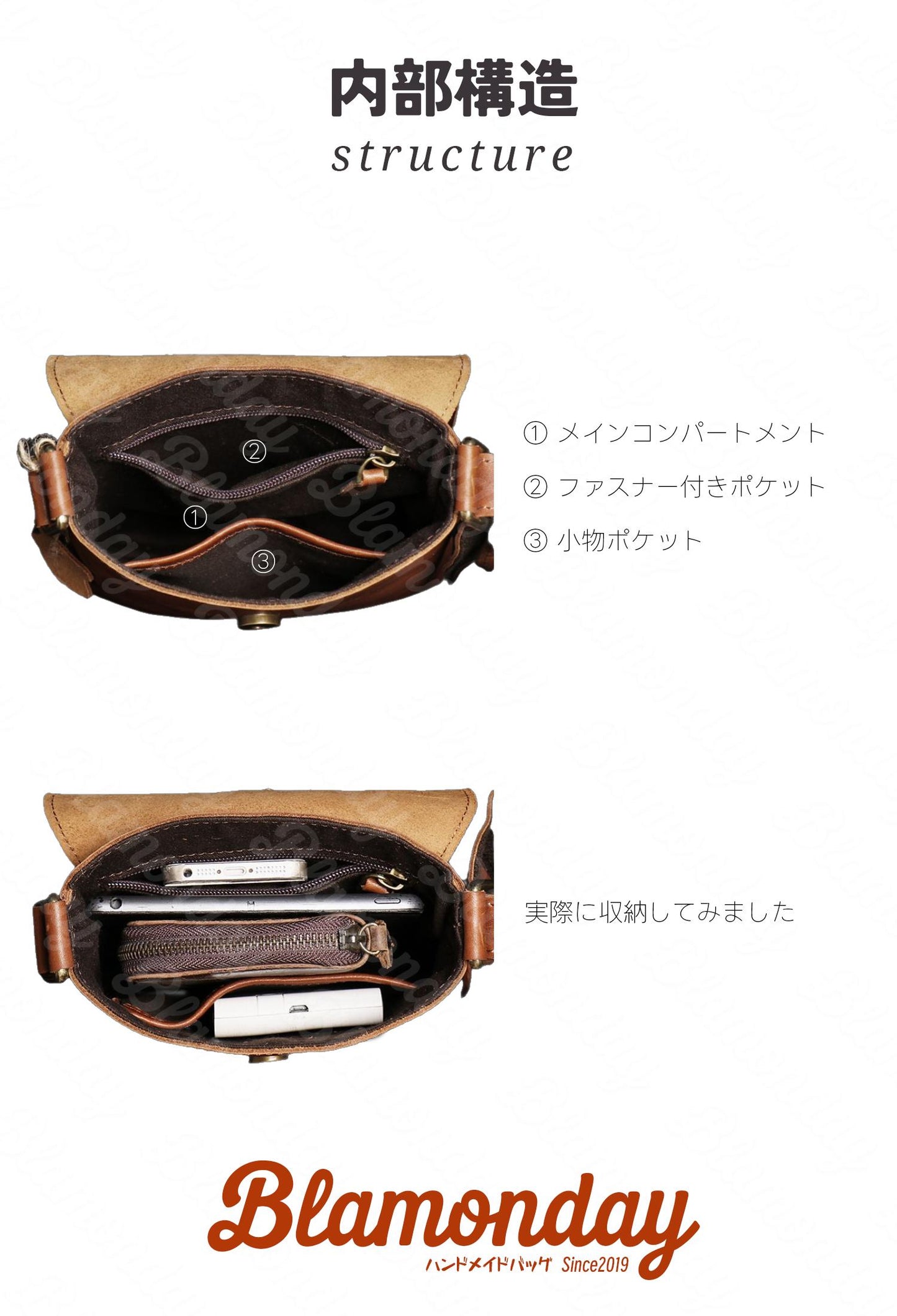 [BLAMONDAY] ショルダーバッグ メンズ 本革 斜めがけバッグ メッセンジャーバッグ レトロ 小さめ 軽量 横型 軽量 カジュアル アウトドア 旅行 無地 ファスナー マグネット MDZB-019