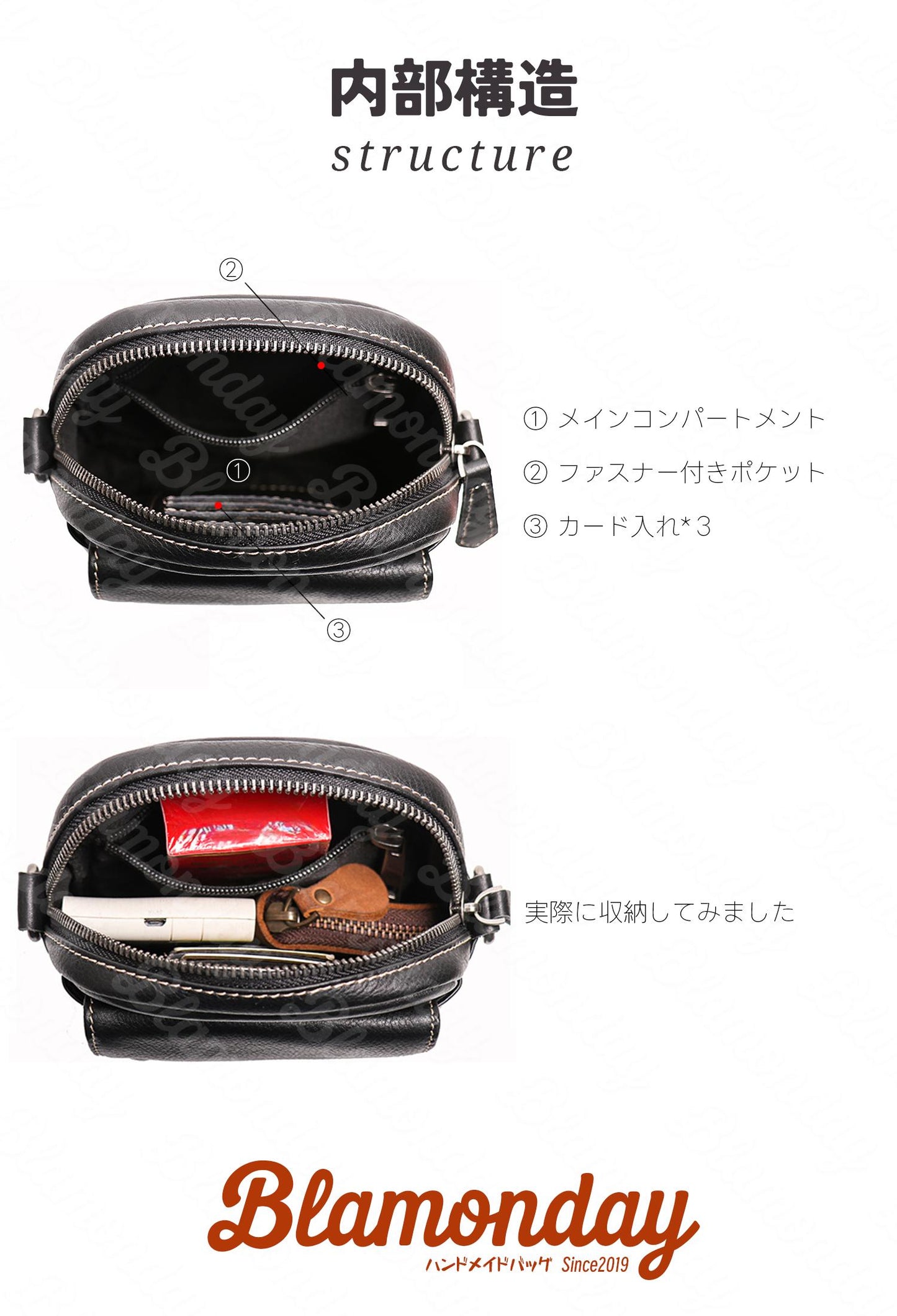 [BLAMONDAY] ショルダーバッグ メンズ 本革 斜めがけバッグ ミニ レトロ 小さめ 従型 軽量 おしゃれ カジュアル アウトドア 旅行 無地 ファスナー マグネット ポケット多い MDZB-060