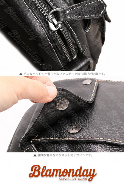 [BLAMONDAY] ショルダーバッグ メンズ 本革 斜めがけバッグ ミニ レトロ 小さめ 従型 軽量 おしゃれ カジュアル アウトドア 旅行 無地 ファスナー マグネット ポケット多い MDZB-060