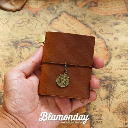 BLAMONDAY 手帳 メモ帳 ノート 本革 クレイジーホースレザー ミニ レトロ 経年変化 リフィル 128枚入れ 入れ替え可能 ゴムバンド収納 オフィス用品 ロゴ刻印可能 ZHBJ-006