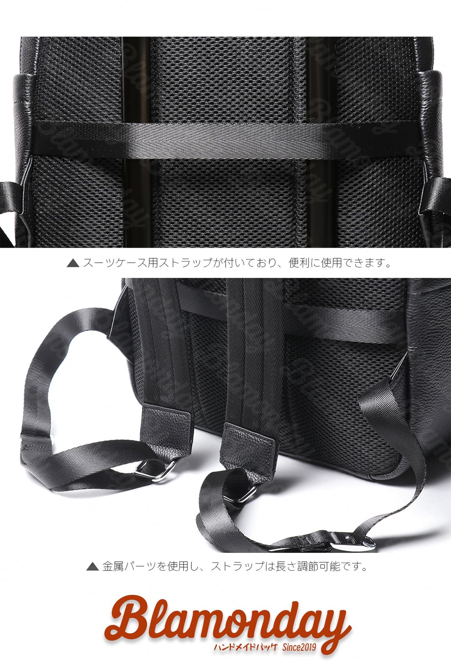 [BLAMONDAY] リュック メンズ 本革 シュリンクレザー仕様 大きめ 大容量 ビジネス a4 pc収納 2way 手提げ 肩掛け キャリオン 無地 ファスナー マグネット バックル 仕切り MSZB-033