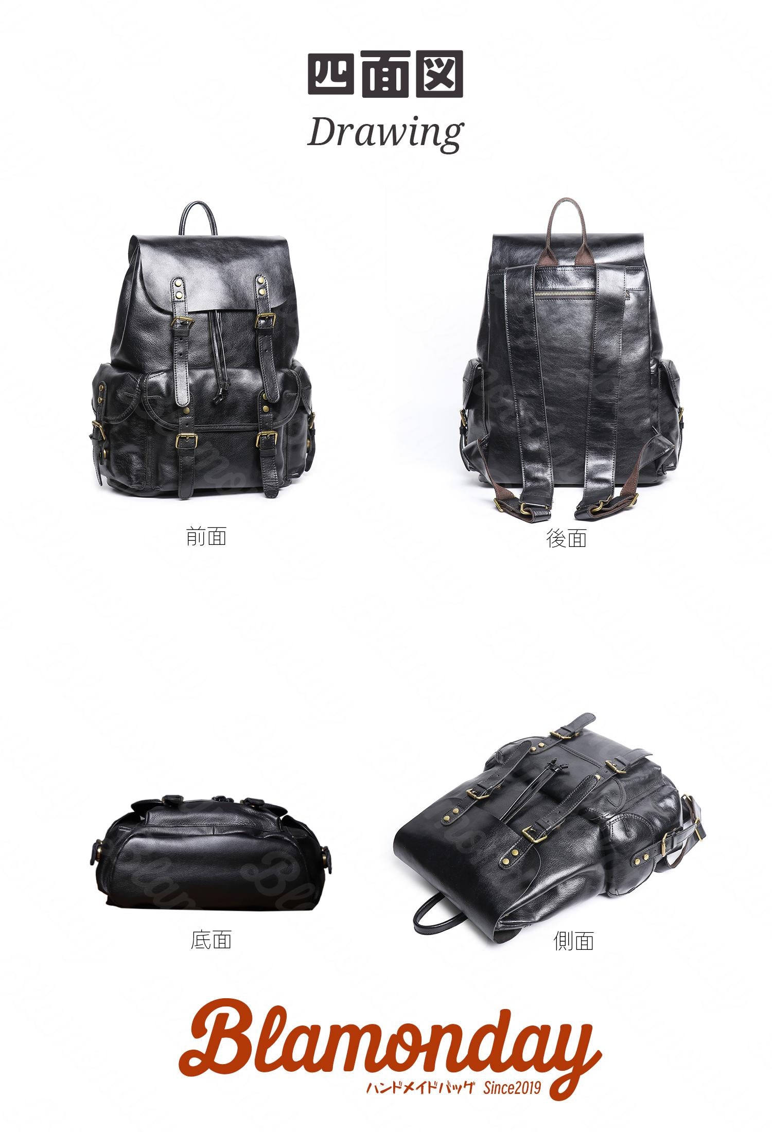 本革リュック 大容量 2WAY A4収納 レトロ カジュアル MSZB-035