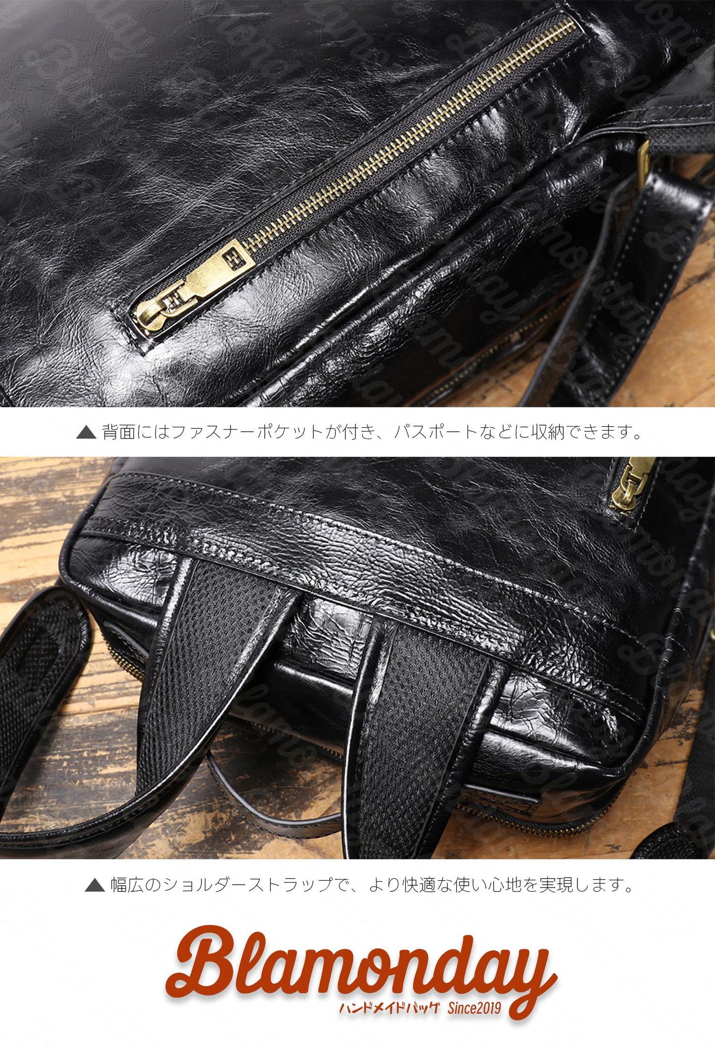 [BLAMONDAY] リュック メンズ 本革 インディオトプ画 革彫刻 おしゃれ 大きめ 大容量 カジュアル a4 pc収納 3way 横型 纵型 手提げ 肩掛け 無地 ファスナー 仕切り MSZB-038