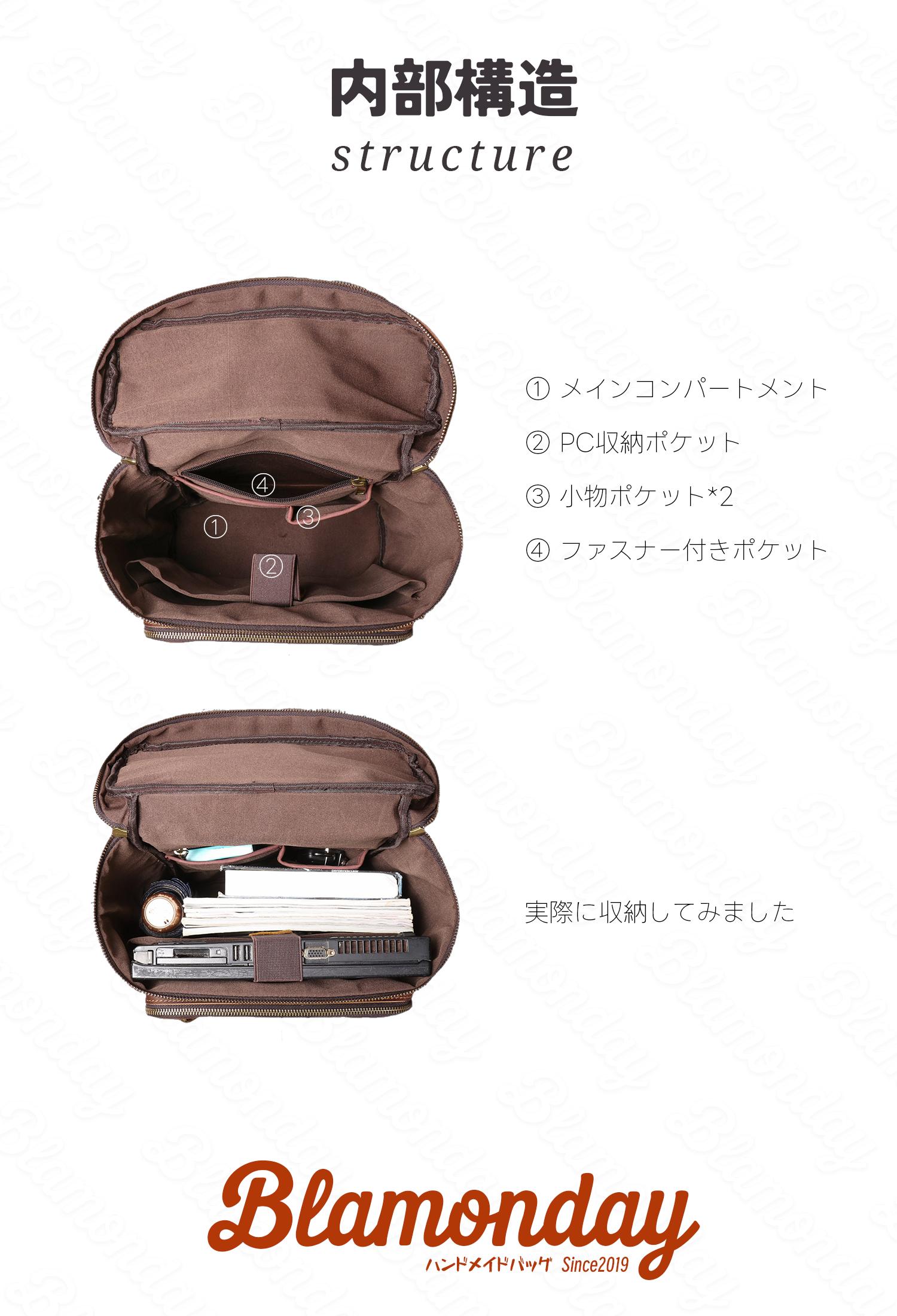 本革リュック メンズ レトロ 大容量 2WAY PC収納 A4対応 カジュアル MSZB-044
