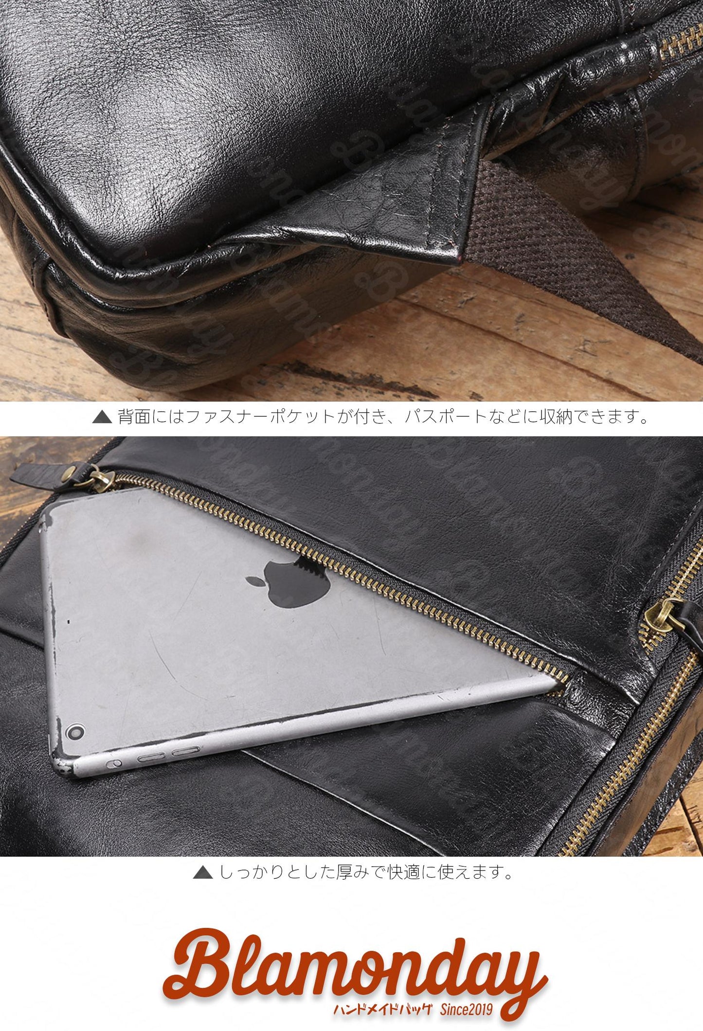 [BLAMONDAY] リュック メンズ 本革 大容量 レトロ キャリオン カジュアル 大きめ 大容量 ビジネス a4 pc収納 2way 手提げ 肩掛け 無地 ファスナー 仕切り 通勤 MSZB-053