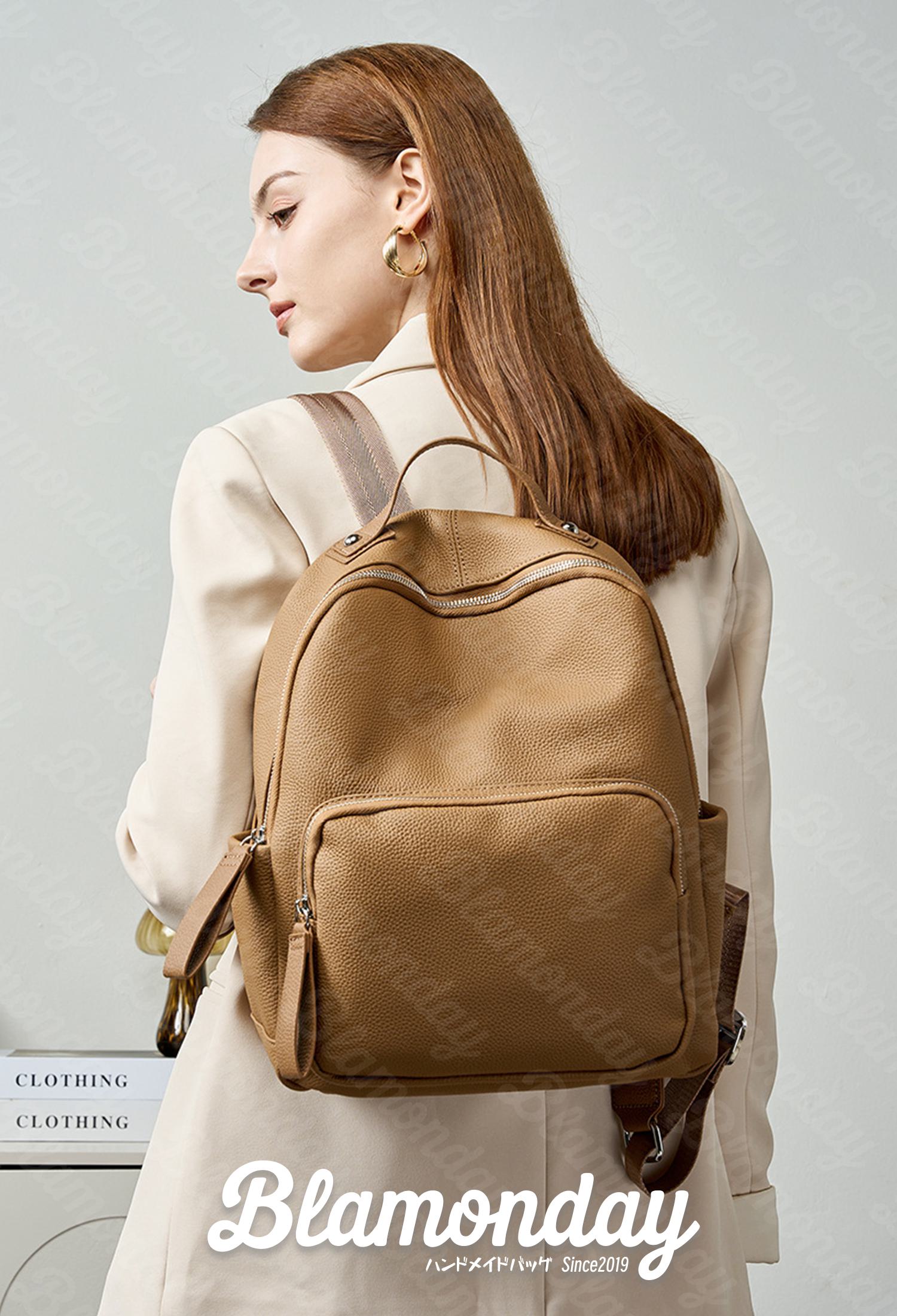 本革リュック 正面背負いモデル着用イメージ