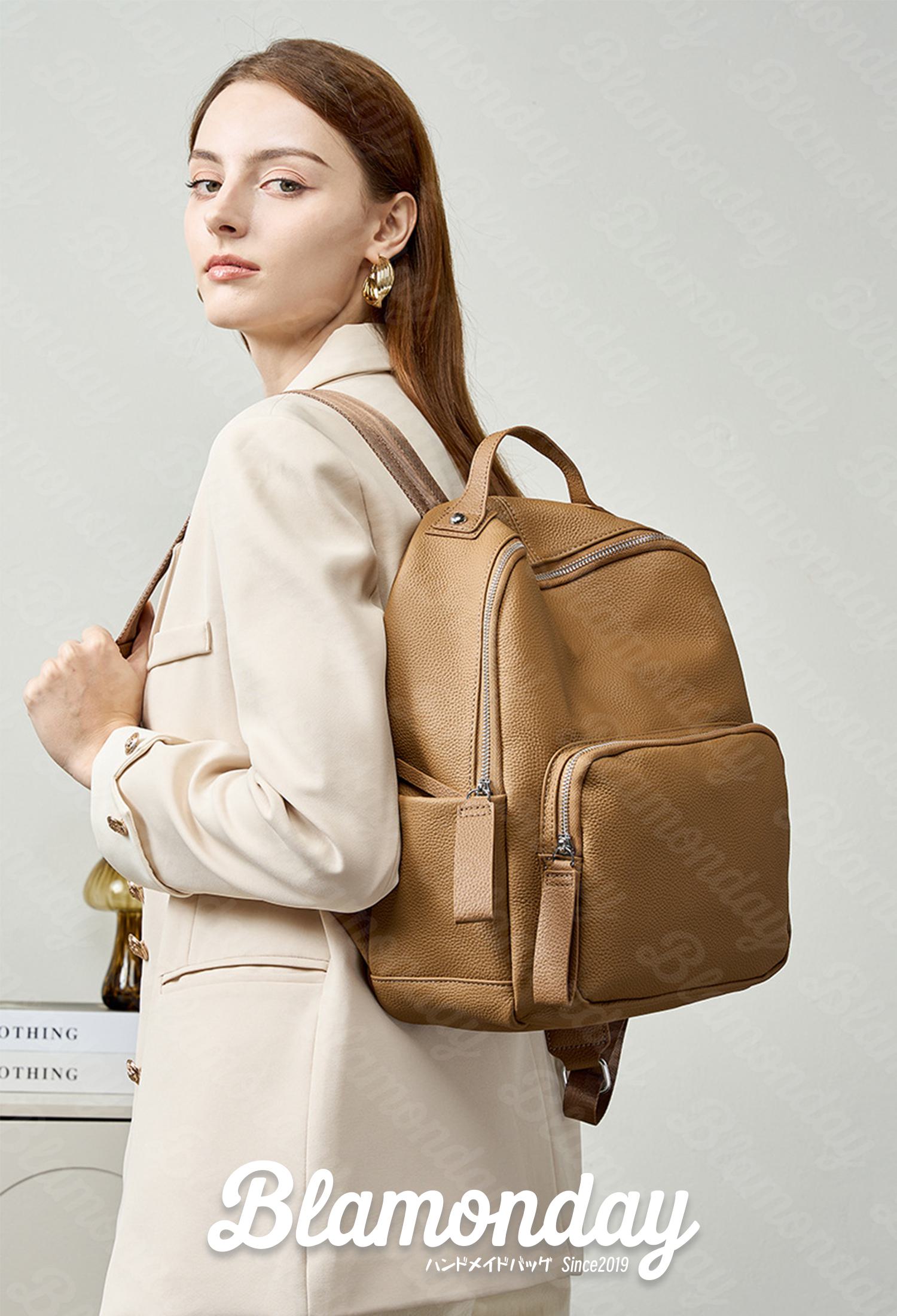 本革リュック 側面背負いモデル着用イメージ